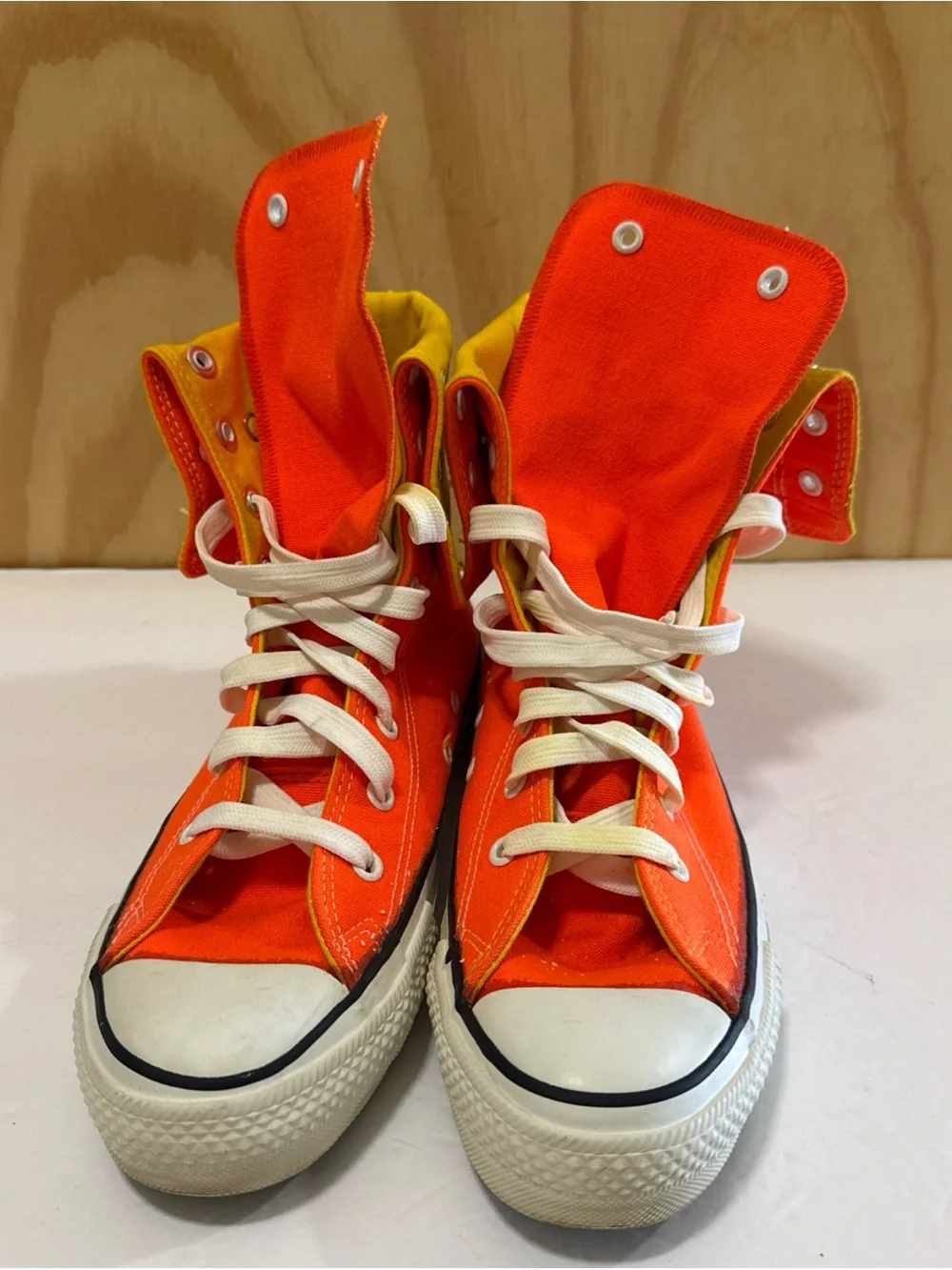 Vintage 70's converse allstar hi-top orange sneakers US sz 9 - Picture 2 of 9